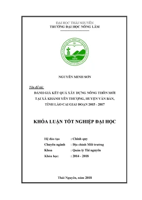 Luận văn đánh giá kết quả xây dựng nông thôn mới tại xã khánh yên thượng huyện văn bàn tỉnh lào cai