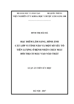 Luận án tiến sĩ đặc điểm lâm sàng hình ảnh học cắt lớp vi tính não và một số yếu tố tiên lượng ở bệnh nhân chảy máu đồi thị có máu vào não thất