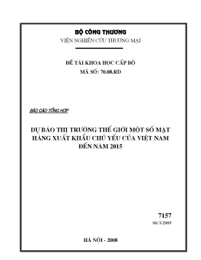 Luận văn dự báo thị trường thế giới một số mặt hàng xuất khẩu chủ yếu của việt nam đến năm 2015