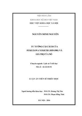 Luận án tiến sĩ triết học tư tưởng cải cách của fukuzawa yukichi 1835 1901 và giá trị của nó
