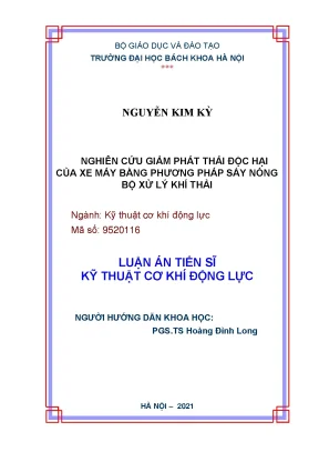 Luận án tiến sĩ nghiên cứu giảm phát thải độc hại của xe máy bằng phương pháp sấy nóng bộ xử lý khí thải