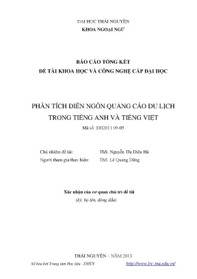 Luận văn phân tích diễn ngôn quảng cáo du lịch bằng tiếng anh và tiếng việt