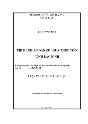 Luận văn thạc sĩ thi hành án dân sự qua thực tiễn tỉnh bắc ninh