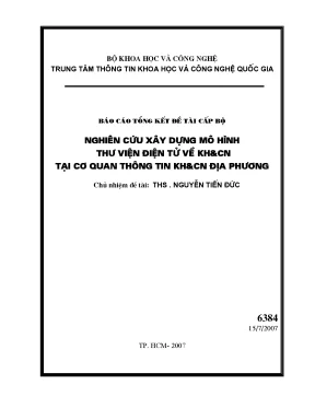 Luận văn nghiên cứu xây dựng mô hình thư viện điện tử về khcn tại cơ quan thông tin khcn địa phương