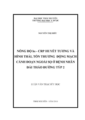 Luận văn thạc sĩ y học nồng độ hs crp huyết tương và hình thái tổn thương động mạch cảnh đoạn ngoài sọ ở bệnh nhân đái tháo đường týp 2