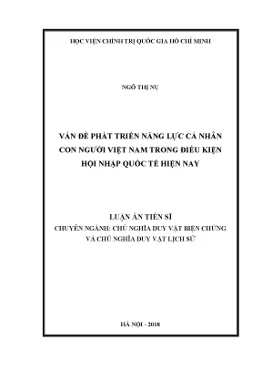 Luận án tiến sĩ triết học vấn đề phát triển năng lực cá nhân con người việt nam trong điều kiện hội nhập quốc tế hiện nay