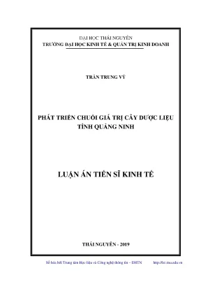 Luận án tiến sĩ phát triển chuỗi giá trị cây dược liệu tỉnh quảng ninh ts