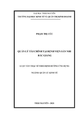 Luận văn thạc sĩ quản lý tài chính tại bệnh viện sản nhi bắc giang