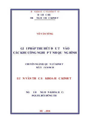 Luận văn thạc sĩ quản lý kinh tế giải pháp thu hút đầu tư vào các khu công nghiệp của tỉnh quảng bình