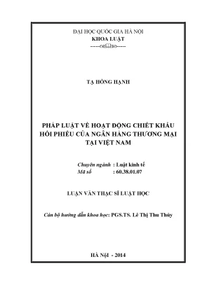 Luận văn thạc sĩ pháp luật về hoạt động chiết khấu hối phiếu của ngân hàng thương mại tại việt nam