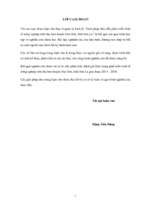 Luận văn thạc sĩ giải pháp thúc đẩy phát triển kinh tế nông nghiệp trên địa bàn huyện mai sơn tỉnh sơn la