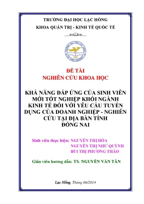 Luận văn khả năng đáp ứng của sinh viên mới tốt nghiệp khối ngành kinh tế đối với yêu cầu tuyển dụng của doanh nghiệp nghiên cứu tại địa bàn tỉnh đồng nai
