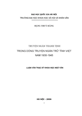 Luận văn thạc sĩ truyện ngắn thanh tịnh trong dòng truyện ngắn trữ tình việt nam 1930 1945