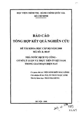 Luận văn nhà nước dịch vụ công cơ sở lý luận và thực tiễn ở việt nam trong giai đoạn hiện nay