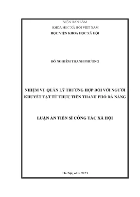 Luận án nhiệm vụ quản lý trường hợp đối với người khuyết tật từ thực tiễn thành phố đà nẵng