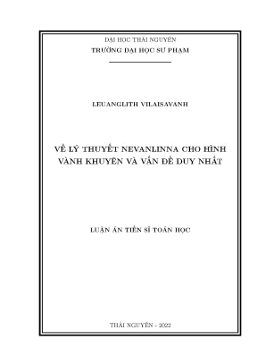 Luận án tiến sĩ về lý thuyết nevanlinna cho hình vành khuyên và vấn đề duy nhất