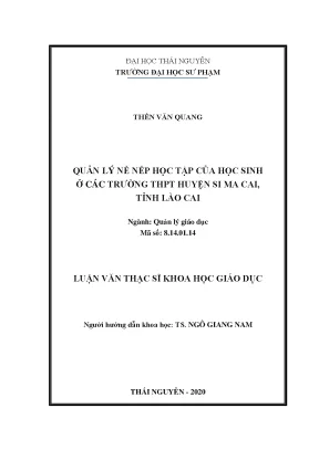 Luận văn thạc sĩ quản lý nề nếp học tập của học sinh ở các trường thpt huyện si ma cai tỉnh lào cai