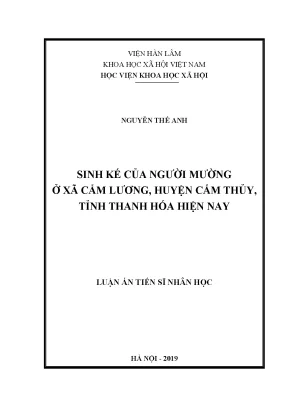 Luận văn thạc sĩ nhân học sinh kế của người mường ở xã cẩm lương huyện cẩm thủy tỉnh thanh hóa hiện nay