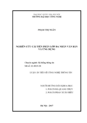 Luận án tiến sĩ công nghệ thông tin nghiên cứu cải tiến phân lớp đa nhãn văn bản và ứng dụng