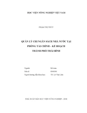 Luận văn thạc sĩ quản lý chi ngân sách nhà nước tại phòng tài chính kế hoạch thành phố thái bình
