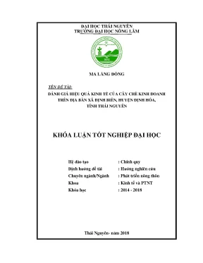 Luận văn đánh giá hiệu quả kinh tế của cây chè kinh doanh trên địa bàn xã định biên huyện định hóa tỉnh thái nguyên