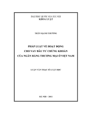 Luận văn thạc sĩ pháp luật về hoạt động cho vay đầu tư chứng khoán của ngân hàng thương mại ở việt nam