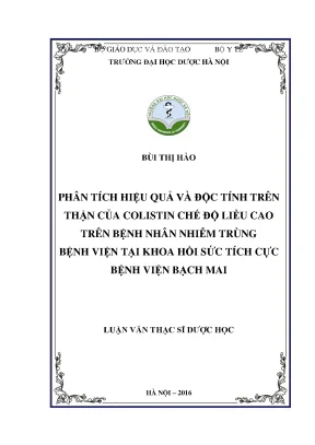 Luận văn thạc sĩ phân tích hiệu quả và độc tính trên thận của colistin chế độ liều cao trên bệnh nhân nhiễm trùng bệnh viện tại khoa hồi sức tích cực bệnh viện bạch mai min