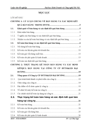 Luận văn tốt nghiệp kế toán bán hàng xác định kết quả bán hàng tại công ty cổ phần đttm xd đại dương