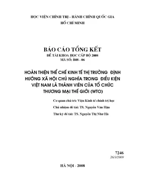 Luận văn hoàn thiện thể chế kinh tế thị trường định hướng xã hội chủ nghĩa trong điều kiện việt nam là thành viên của tổ chức thương mại thế giới wto