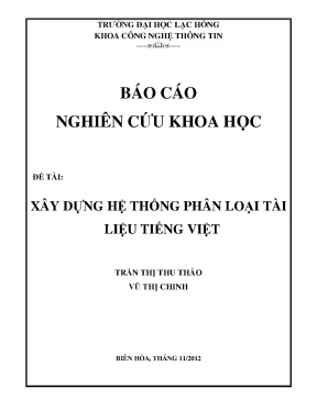 Luận văn xây dựng hệ thống phân loại tài liệu tiếng việt