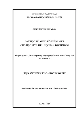Luận án tiến sĩ dạy học từ xưng hô tiếng việt cho học sinh tiểu học dân tộc hmông