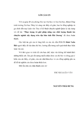 Luận văn thạc sĩ thực trạng và giải pháp nâng cao hiệu quả chất lượng thanh tra chuyên ngành xây dựng trên địa bàn tỉnh hải dương