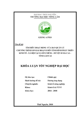 Luận văn tìm hiểu hoạt động của ban quản lý chương trình 135 giai đoạn ii đến tình hình phát triển kinh tế xã hội tại xã sín chéng huyện si ma cai tỉnh lào cai