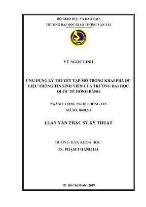 Ứng dụng lý thuyết tập mờ trong khai phá dữ liệu thông tin sinh viên của trường đại học quốc tế hồng bàng luận văn thạc sĩ ngành công nghệ thông tin