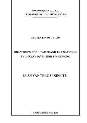 Hoàn thiện công tác thanh tra xây dựng tại sở xây dựng tỉnh bình dương luận văn thạc sĩ ngành quản lý xây dựng