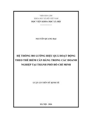 Luận án tiến sĩ hệ thống đo lường hiệu quả hoạt động theo thẻ điểm cân bằng trong các doanh nghiệp tại thành phố hồ chí minh