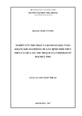Luận án tiến sĩ nghiên cứu thu nhận và đánh giá khả năng kháng khuẩn erwinia sp gây bệnh thối nhũn trên cà chua sau thu hoạch của chitosan từ mai mực ống