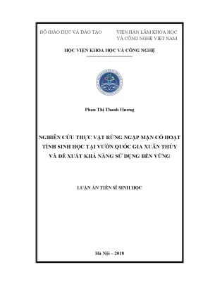 Luận án tiến sĩ nghiên cứu thực vật rừng ngập mặn có hoạt tính sinh học tại vuờn quốc gia xuân thủy và đề xuất khả năng sử dụng bền vững