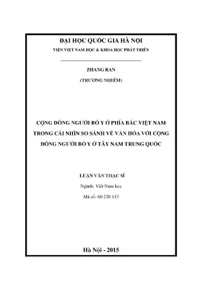 Luận văn thạc sĩ cộng đồng người bố y ở phía bắc việt nam trong cái nhìn so sánh về văn hóa với cộng đồng người bố y ở tây nam trung quốc