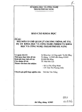 Luận văn đổi mới cơ chế quản lý chương trình đề tài dự án khoa học và công nghệ nhiệm vụ khoa học và công nghệ thành phố đà nẵng