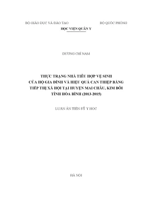 Luận án tiến sĩ thực trạng nhà tiêu hợp vệ sinh của hộ gia đình và hiệu quả can thiệp bằng tiếp thị xã hội tại huyện mai châu kim bôi tỉnh hoà bình