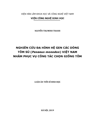 Luận án tiến sĩ sinh học nghiên cứu đa hình hệ gen các dòng tôm sú penaeus monodon việt nam nhằm phục vụ công tác chọn giống tôm