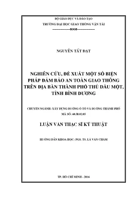 Nghiên cứu đề xuất một số biện pháp đảm bảo an toàn giao thông trên địa bàn thành phố thủ dầu một tỉnh bình dương luận văn thạc sĩ chuyên ngành xây dựng đường ô tô và đường thành phố