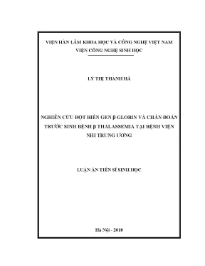 Luận án tiến sĩ sinh học nghiên cứu đột biến gen β globin và chẩn đoán trước sinh bệnh β thalassemia tại bệnh viện nhi trung ương