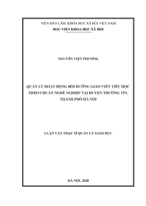 Luận văn thạc sĩ quản lý giáo dục quản lý hoạt động bồi dưỡng giáo viên tiểu học theo chuẩn nghề nghiệp tại huyện thường tín thành phố hà nội