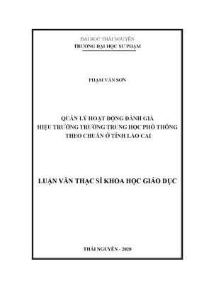 Luận văn thạc sĩ quản lý hoạt động đánh giá hiệu trưởng trường trung học phổ thông theo chuẩn ở tỉnh lào cai
