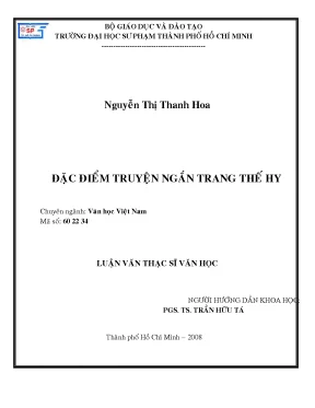 Luận văn thạc sĩ truyện ngắn trang thế hy