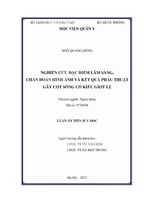 Luận án tiến sĩ y học nghiên cứu đặc điểm lâm sàng chẩn đoán hình ảnh và kết quả phẫu thuật gãy cột sống cổ kiểu giọt lệ