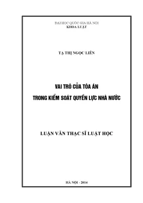 Luận văn thạc sĩ vai trò của tòa án trong kiểm soát quyền lực nhà nước