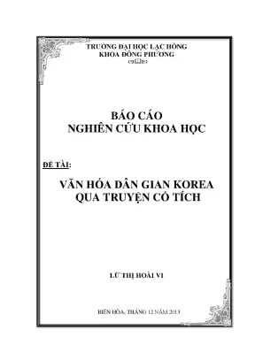 Luận văn văn hóa dân gian korea qua truyện cổ tích